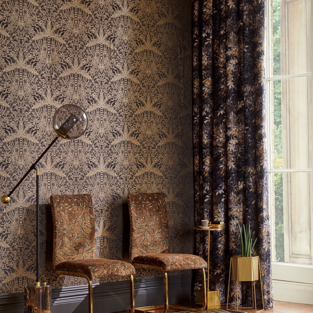 Leopardo Wallpaper W0141 01 by Clarke and Clarke in Antique Noir